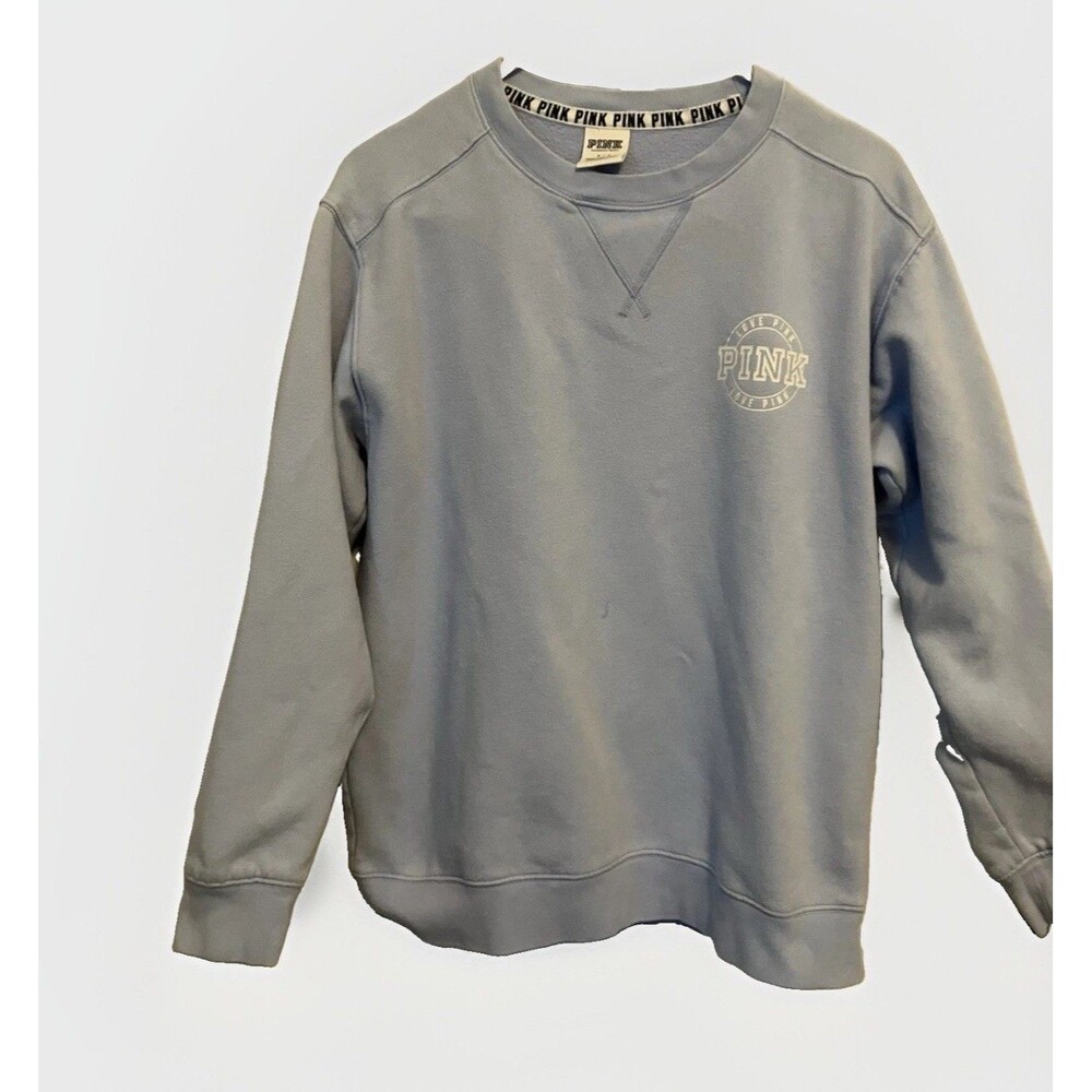 Victoria’s Secret Pink Sweatshirt Light Blue, Small, Pullover Crew Neck